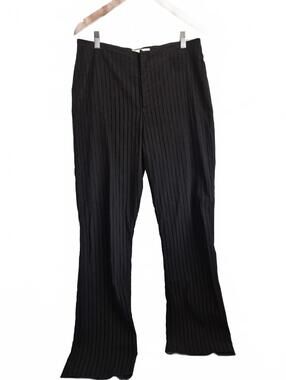 Equestrian Designs Ladies Black On Black Pinstripe Straight Leg Pant Viscose